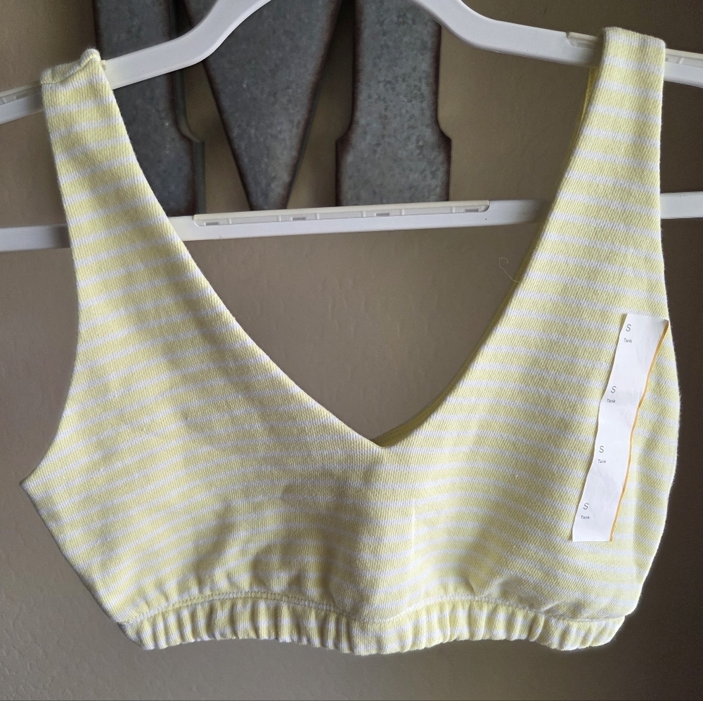 Wild Fable Yellow and White Striped Crop Tank